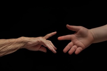 Two hands are touching each other, one of which is old and the other is young generated by AI