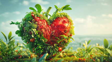 Fantasy heart shape natureal design for world heart day advertising concept