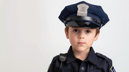 Young Boy in Police Uniform Posing