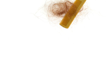 Hair loss, hair loss every day, serious problems and hair loss on a white background.