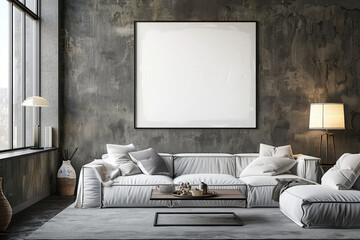 Modern Living Room With Couch, Table, and Window