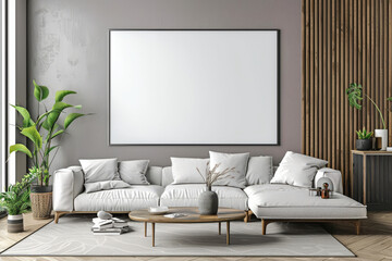 White Couch and Coffee Table in Living Room