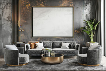 Modern Living Room With Couch, Chairs, and Coffee Table