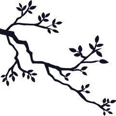 tree branches vector isolated illustration, branch and leaves silhouette © FyfaMetarial