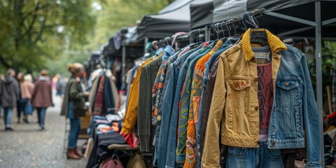 Naklejka premium A market selling sustainable fashion items
