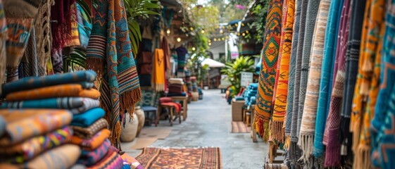 Fototapeta premium A market selling sustainable textiles