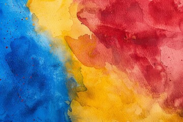 Red blue and yellow watercolor paint background
