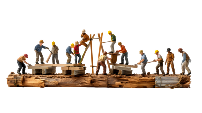 Illustration of a construction site isolated on a transparent background, PNG, Ai