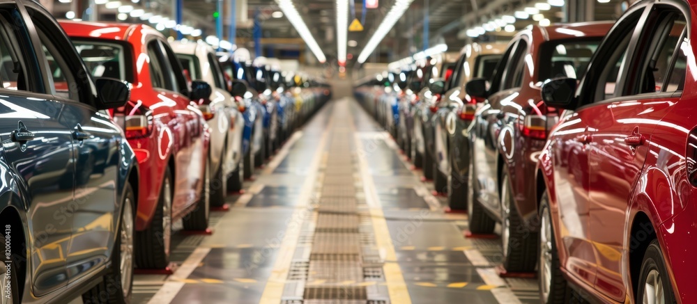Poster witness the process of car manufacturing on the automobile production line. explore the marvel of en