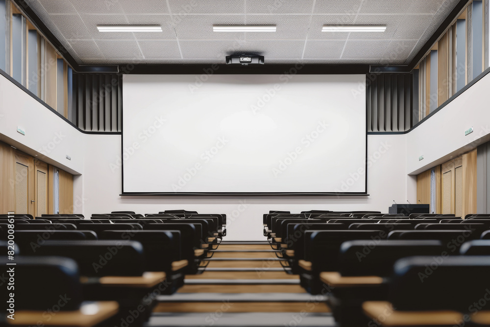 Poster empty lecture hall with projector screen