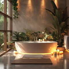 aesthetic Jacuzzi with candles, spa, exotic.