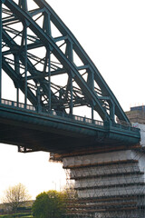 Naklejka premium Newcastle upon Tyne UK: 31st Mar 2024: Scafollding on the Tyne Bridge for restoration project