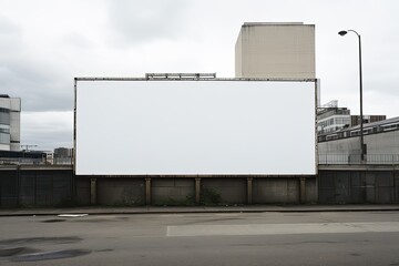 Obraz premium Blank billboard sign mockup in the urban environment, on the facade, empty space to display your advertising or branding campaign