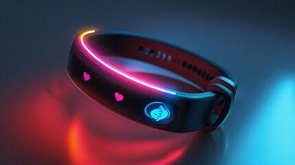 Biometric wristbands side view focusing on heart rate and stress monitoring robotic tone Complementary Color Scheme