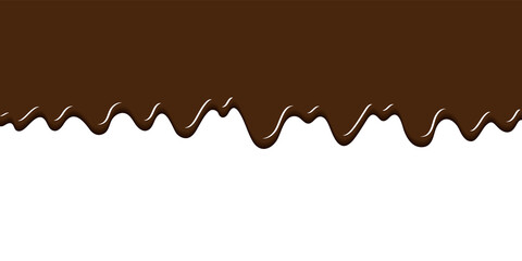 Dark brown chocolate dripping background with transparent background and png