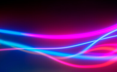 Fototapeta premium abstract background with glowing neon lines in blur
