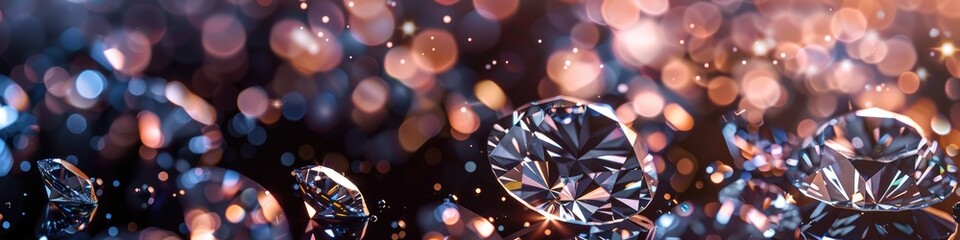 Background of crystals, diamonds, diamonds. The texture of precious stones, the reflection of light on a dark background.