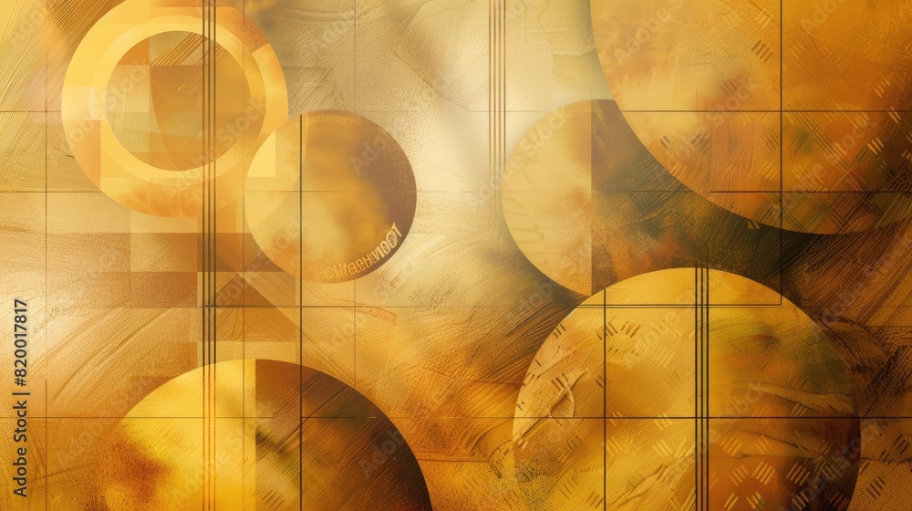 Poster abstract background of brown and yellow circles and squares. aig51a.