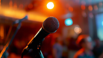 Microphone in conference room or concert hall.