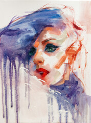 Ritratto di volto di donna in stile astratto, moderno e contemporaneo-espressivo