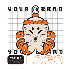 Cute vector cartoon octopus illustration