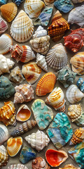 Seashells, phone wallpaper - Generative AI