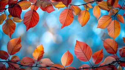 Seasonal Beauty: Capture the beauty of fall with colorful leaves against a bright blue sky.