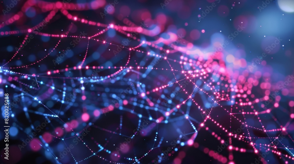 Poster abstract representation of a network or web-like structure with a multitude of interconnected nodes 