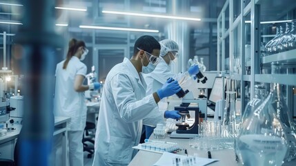 The tools in modern labs, such as microscopes and test tubes, enable scientists to conduct experiments. They also wear protective gear like lab coats and safety goggles for safety during research