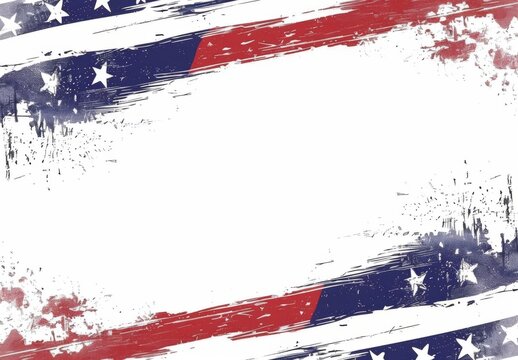 Simple American Flag Border on White Background