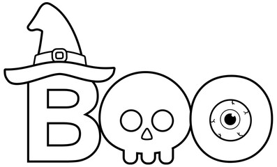 Halloween BOO outline vector