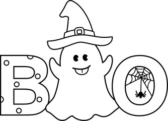 Halloween BOO outline vector
