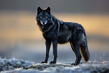 Wolf black silhouette isolated on white background