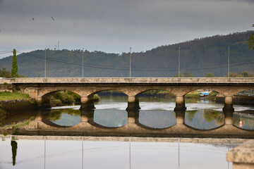Ponteceso. Bridge over the Anllóns river as it passes through Ponteceso, before its mouth into the...