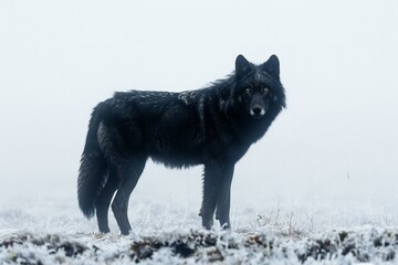 Digital image of wolf black silhouette isolated on white background - Powered by Adobe