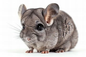 Featuring a baby chinchilla isolaled on white background , high quality, high resolution