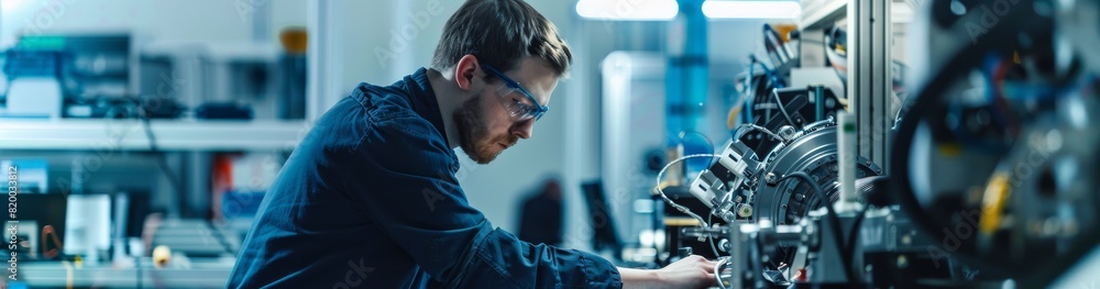 Aufkleber In a stateoftheart facility, an engineer operates cuttingedge manufacturing machinery with precision and efficiency using advanced technology for hightech production processes