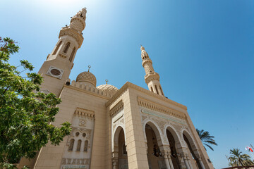 Rich decorated exterior of the Jumeirah Mosque in Dubai, UAE, Arabia