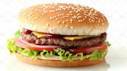 Classic hamburger stock photo, isolated in white.