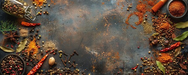 Empty canvas with a variety of spices around, perfect for culinary workshop announcements
