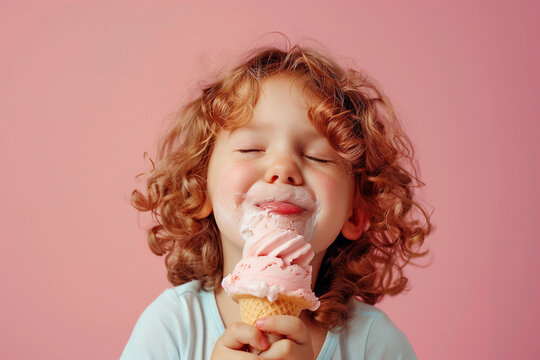  A kid enjoys an ice cream