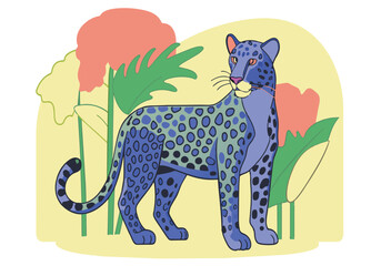 A blue leopard standing in a jungle