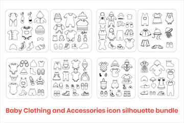 Baby Clothing And Accessories Icon Silhouette Bundle