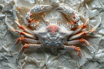 Digital artwork of  crab with the shell covered with crab claws, high quality, high resolution