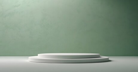 empty podium on green background for design or product display, presentation. 3D rendering
