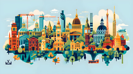 Vibrantly Illustrated Comprehensive City Guide Map