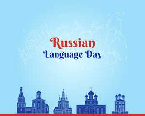 Russian Language Day. 6 June. Holiday concept. Template for background with banner, poster and card. Jpeg format.
