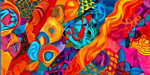 mix of vibrant textiles with overlapping arrays of colors