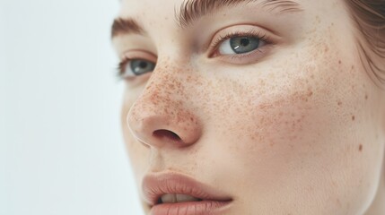 Naklejka premium Woman with spotty skin with deep pores and blackhead and healed soft skin : Generative AI