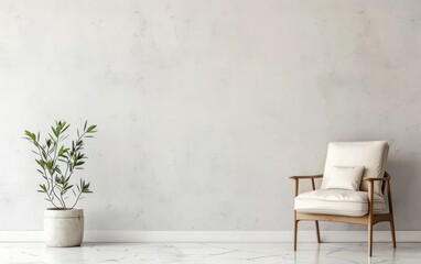 Minimalist Interior Design with Plant and Chair